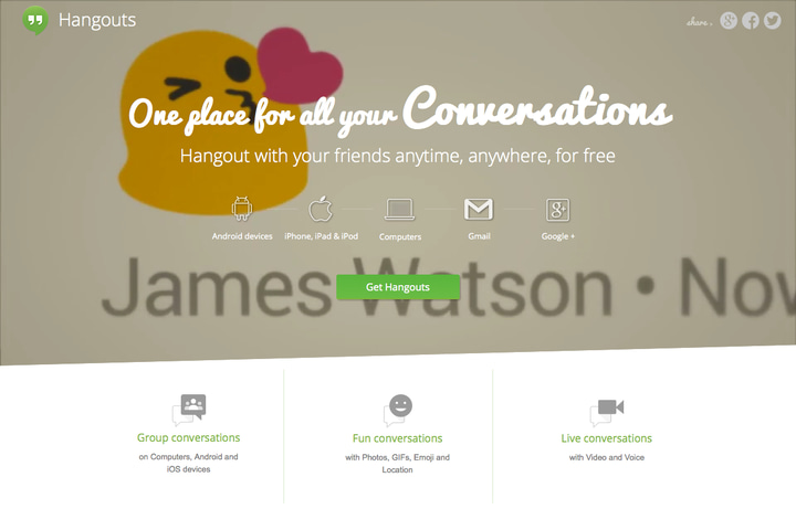Google+ Hangouts website preview